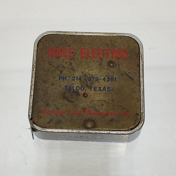 Barlow Advertising Tape Measure Hale Electric Talco Texas 1960s Made USA Vintage - Picture 1 of 5